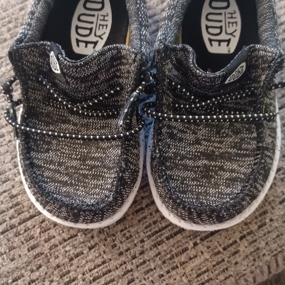 Hey Dude Kids Black and White Moccasins